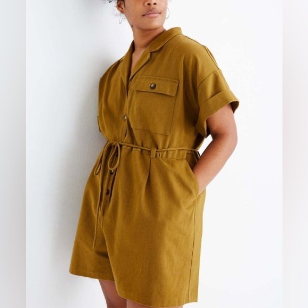 Madewell Safari Romper In Distant Olive Size Extra Small - Picture 9 of 9